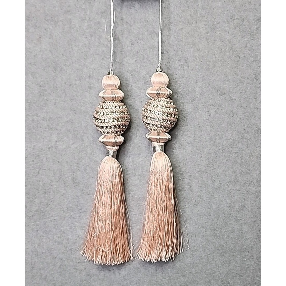 Pink Victorian Style Christmas Tree‎ Ornaments Rhinestones Tassels 2 Pc Shabby